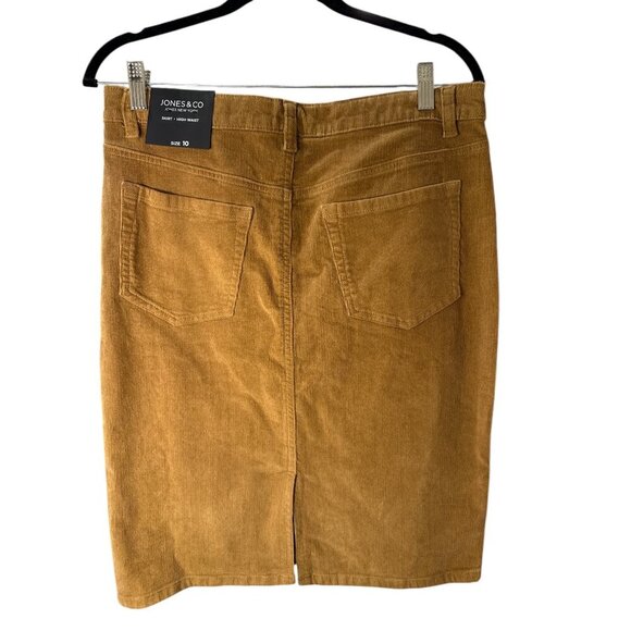 Jones & Co Womens High Waist Corduroy Pencil Skirt Office Size 10 Brown NWT - Picture 4 of 7
